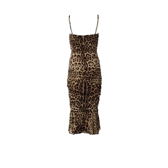 Dolce & Gabbana Runway Leopard Silk Midi Dress - Picture 9 of 9